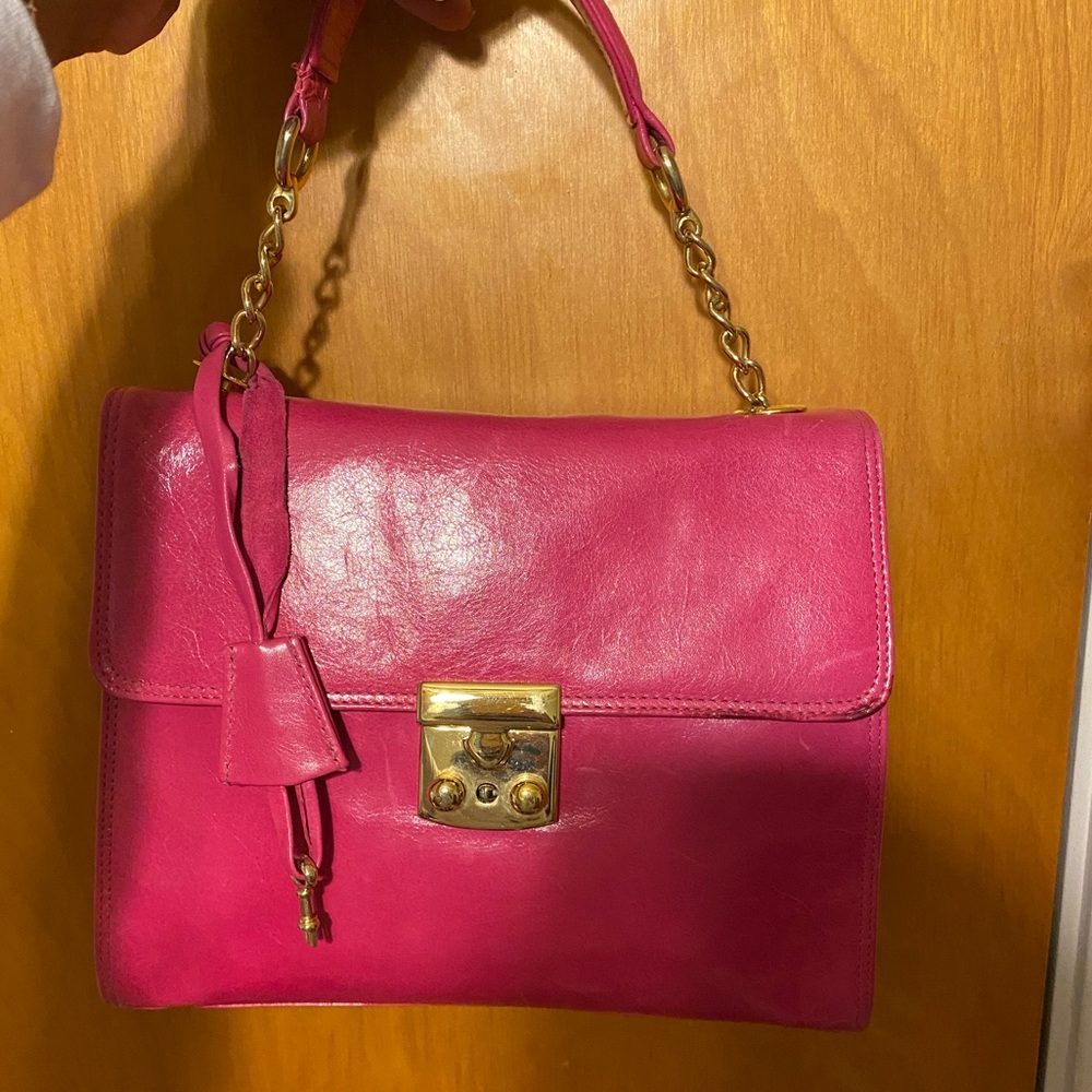 Hot Pink Leather Hand Bag
